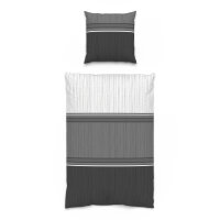SAMARA Bettwäsche, grau schwarz gestreift, Baumwolle, 135x200 cm