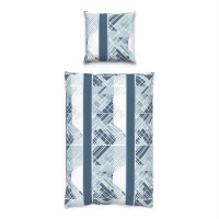 TESSA Bettwäsche, blau grau abstrakt geometrisch, 100% Baumwolle, 135x200 cm