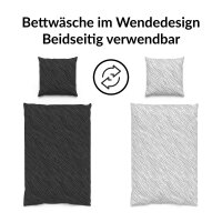 LUCY REVERSA Bettwäsche, anthrazit grau geometrisch, Wendebettwäsche, 100% Baumwolle, 135x200 cm