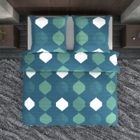 BETTY Bettwäsche blau grün geometrisch, 100% Baumwolle, 135x200 cm