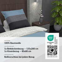 BIANCA Bettwäsche, blau grau gestreift, 100% Baumwolle, 135x200 cm