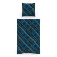 HEDA Bettwäsche, blau grau abstrakt geometrisch,...