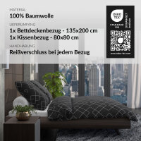 RAVEN Bettwäsche, anthrazit grau diagonal, 100% Baumwolle, 135x200 cm